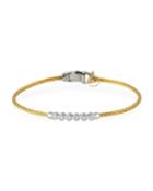Cable & 6-diamond Bezel Bracelet, Golden