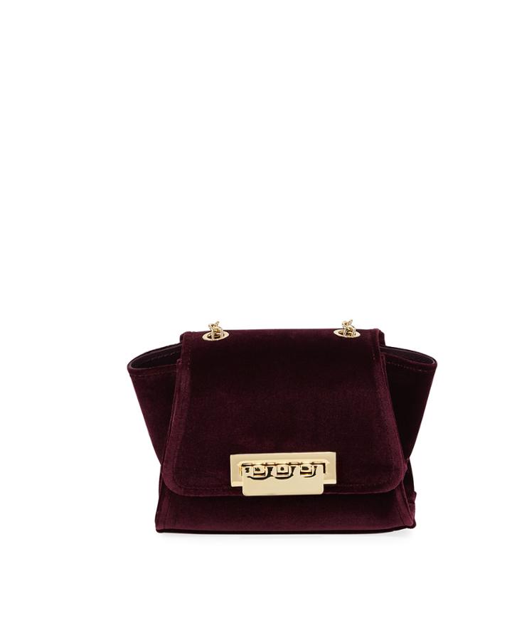 Eartha Mini Velvet Chain Crossbody Bag, Dark Purple