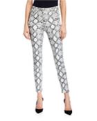 Coated Python-print Pants