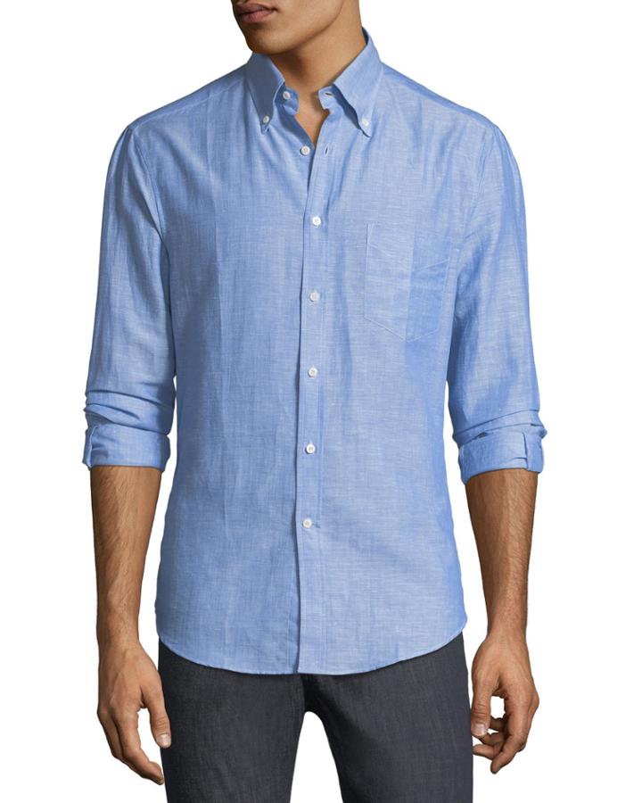 Slim-fit Streaked-cotton Button-down