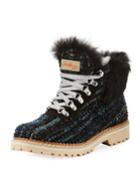 Sequoia Fur-trim Metallic Knit Hiker Boot