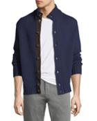Suede-trim Cashmere Cardigan