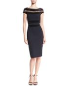 Jailin Velour-trim Jersey Cocktail Dress