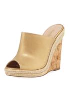 Balen Metallic Leather Cork-wedge