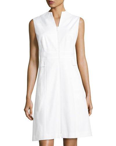 Carlina Zip-front Dress, White