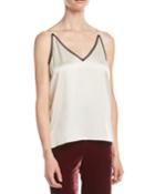 Lace-trim Silk Charmeuse Cami Top