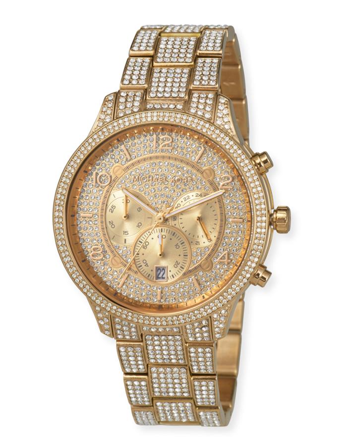 43mm Runway Glitz Watch With Bracelet, Gold