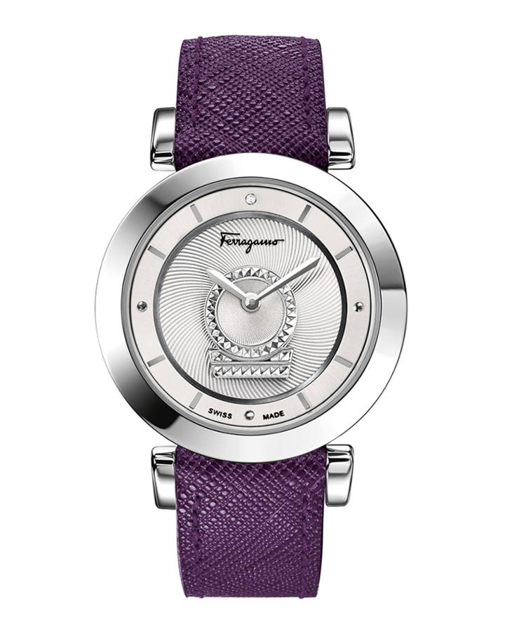 36mm Minuetto 1-diamond Watch W/ Leather Strap,