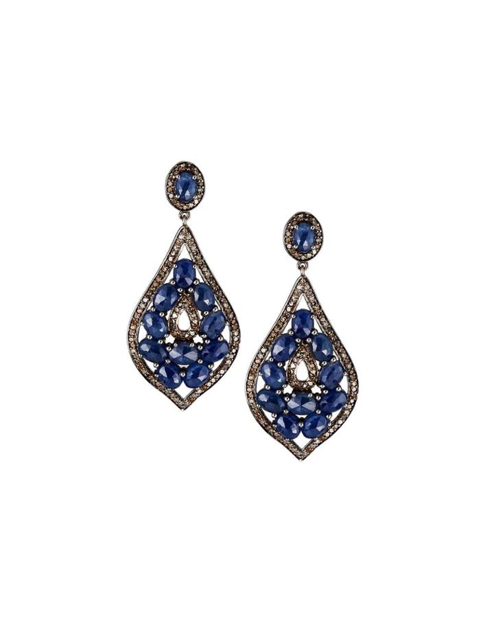 Diamond Pave Blue Sapphire Earrings