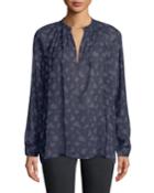 Calico Floral-print Pleat-neck Blouse