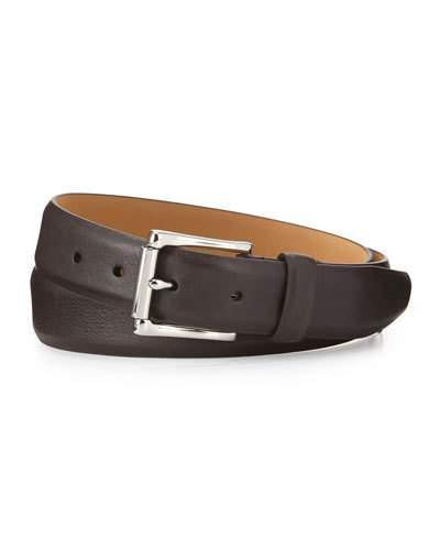 Grained Leather Belt, Chocolate