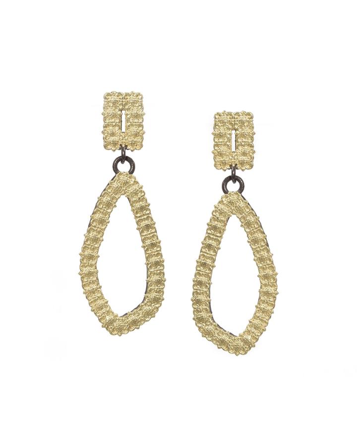 Armenta 18k & Sterling Carved Open-drop Earrings, Gold