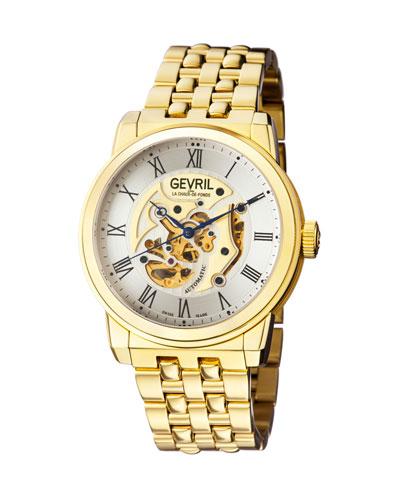 47mm Men's Vanderbilt Automatic Bracelet Watch, Yellow Golden