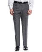 Melange Wool Flat-front Trousers