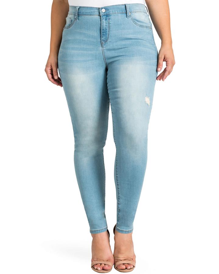 Plus Size Hi Wire Soft Distressing Cropped Ankle Jeans