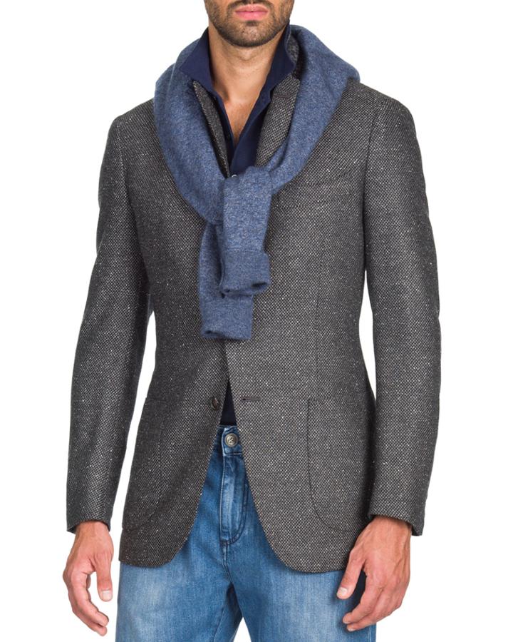 Men's Grayblack Geometric Jacket