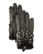 Embellished Short Leather Tech Gloves
