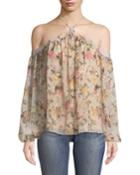 Inamorata Halter Floral-print Chiffon Top