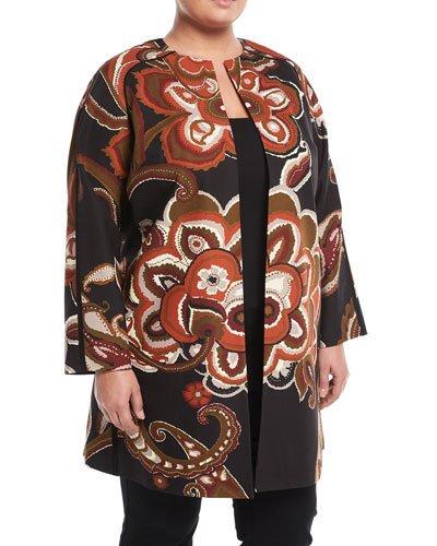 Makeda Paisley Open-front Topper Jacket,
