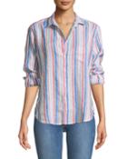 Eileen Long-sleeve Striped Linen Button-down