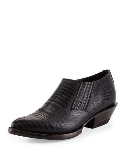 Tequila Lizard-embossed Bootie, Black