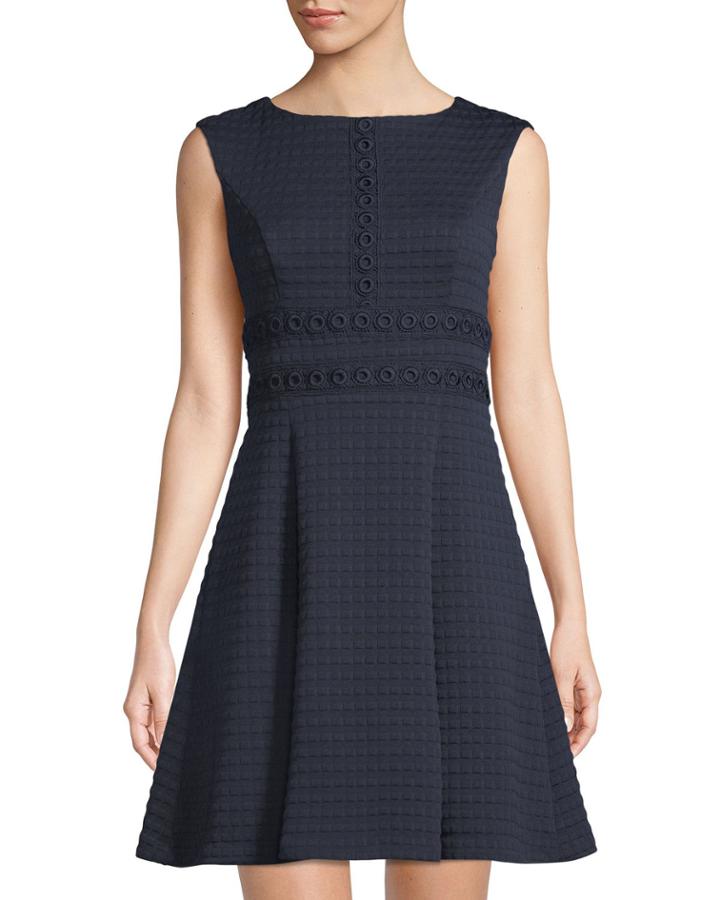 Matelasse Fit & Flare Dress