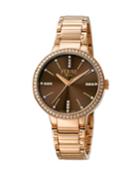 Women's 34mm Stainless Steel 3-hand Glitz Watch With Bracelet, Rose/brown