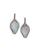 Pave Crystal Pearlescent Amorphous Drop Earrings