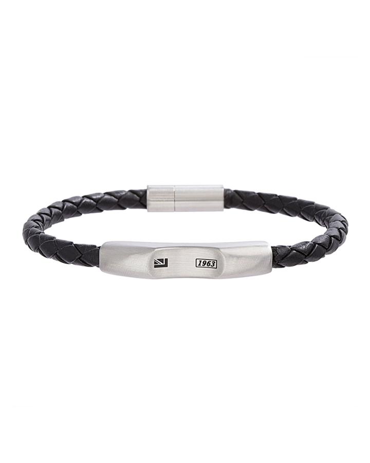 Men's Braided Leather Bracelet With Stainless Steel Clasp, Black/silver
