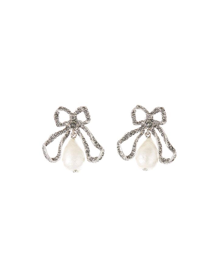 Pearly Bow Drop Earrings