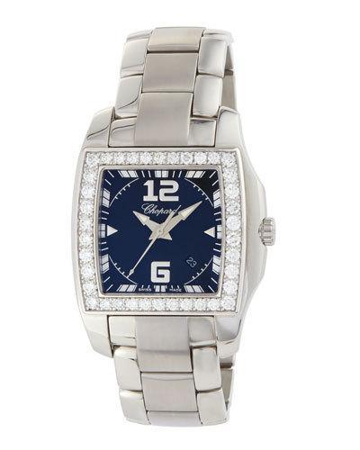 18k White Gold & Stainless Steel Square Diamond Bracelet Watch