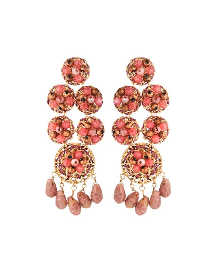Multihued Statement Earrings, Pink