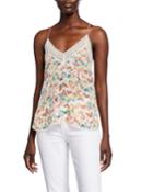 Christy Butterfly-print Silk Camisole Top