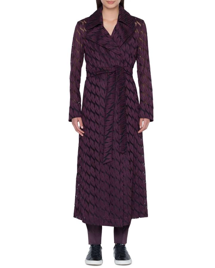 Babylon Long Coat With Lips Embroidery