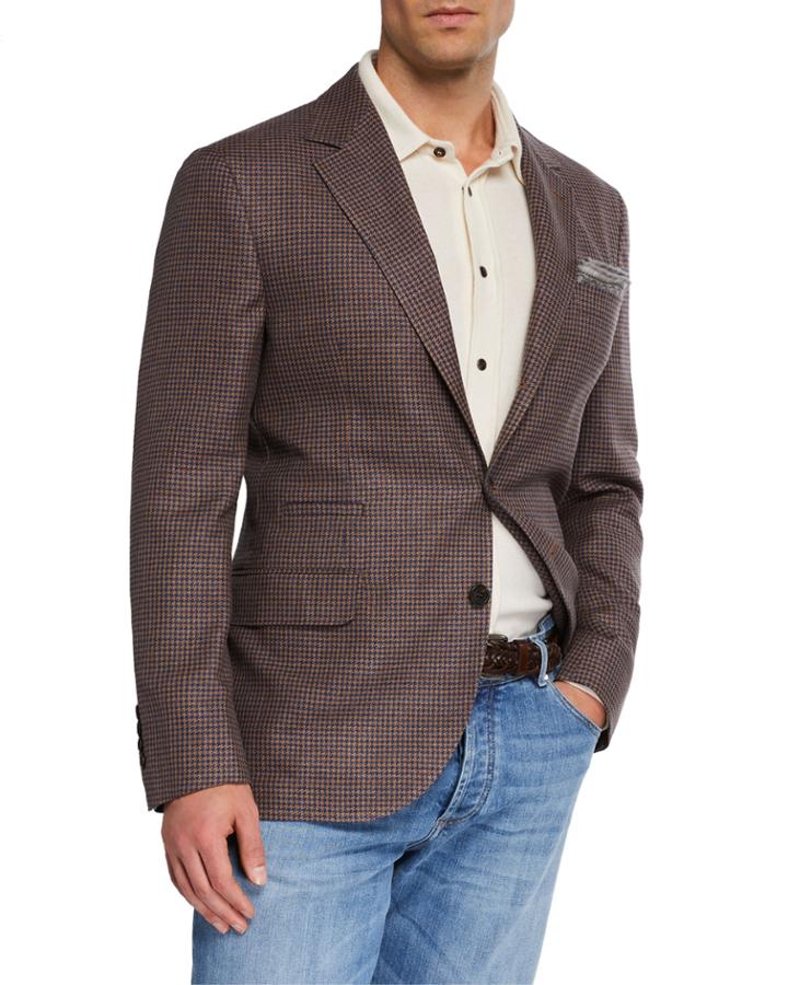Men's Check Wool-blend Two-button Jacket