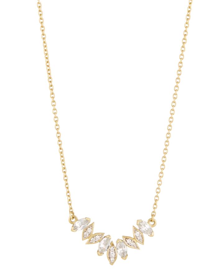 18k Lisse Leaf Diamond V Necklace,