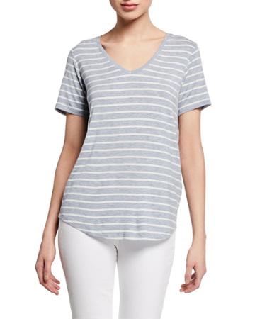 Extrafine Striped V-neck Tee