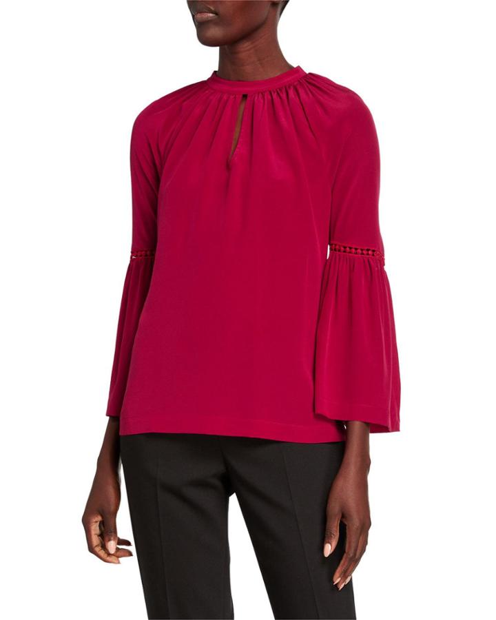 Brinley Silk Bell-sleeve Top