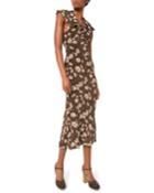 Daisy-print Crushed Ruffle Dress
