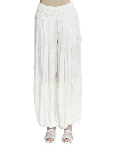 Tiered Wide-leg Harem Pants,