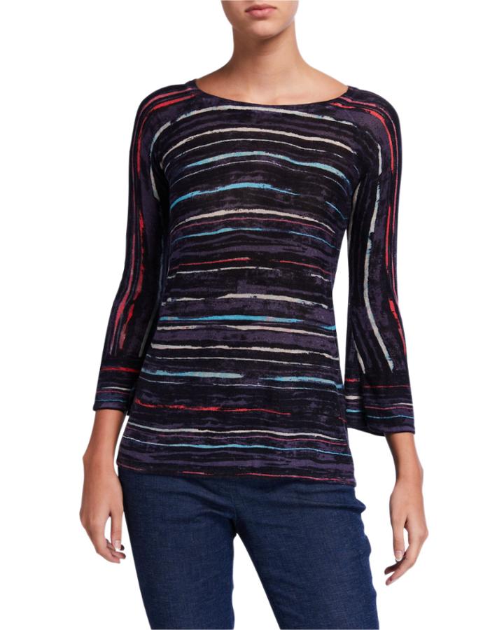 Line Up Striped Boat-neck