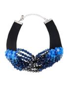Multi-strand Beaded Torsade Choker Necklace, Blue