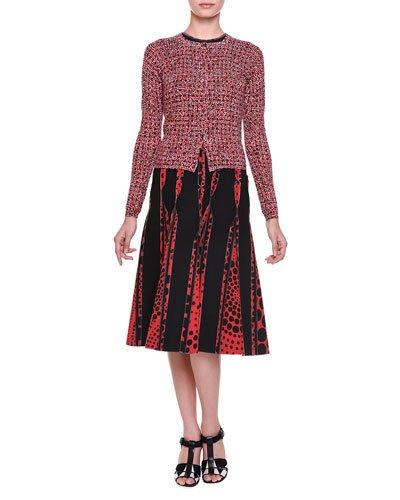 Tweed-print Button Cardigan