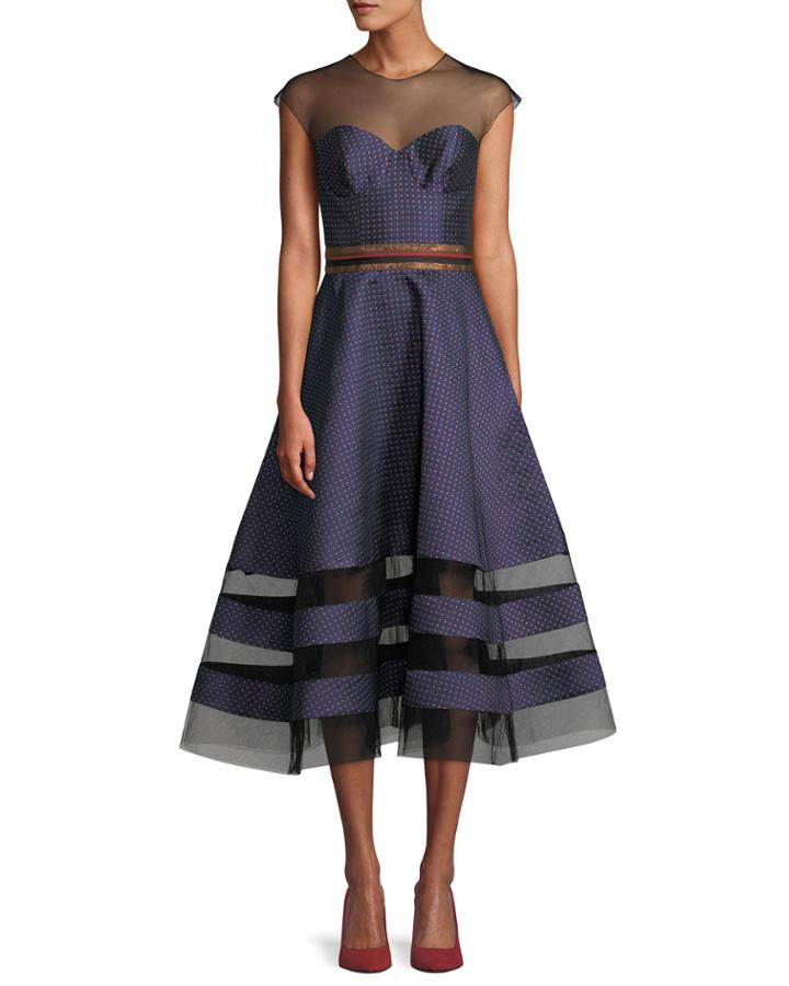 Andrea Dotted Midi Dress W/