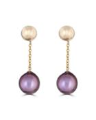14k Chain & Purple Pearl Earrings