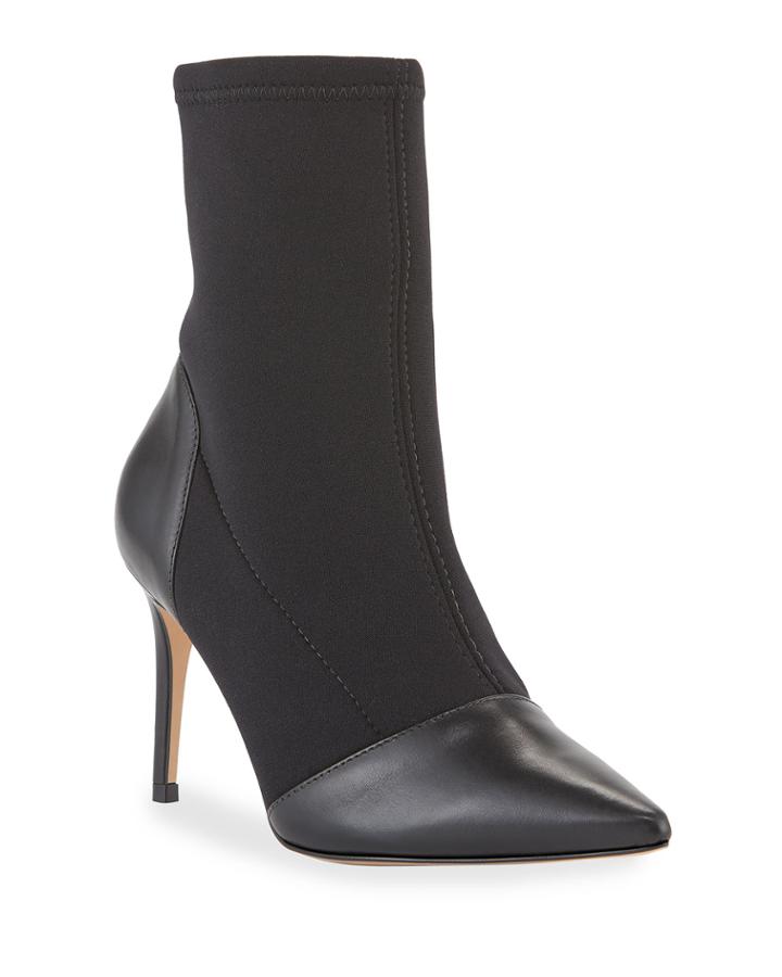 Neo Stretch Leather Stiletto Booties