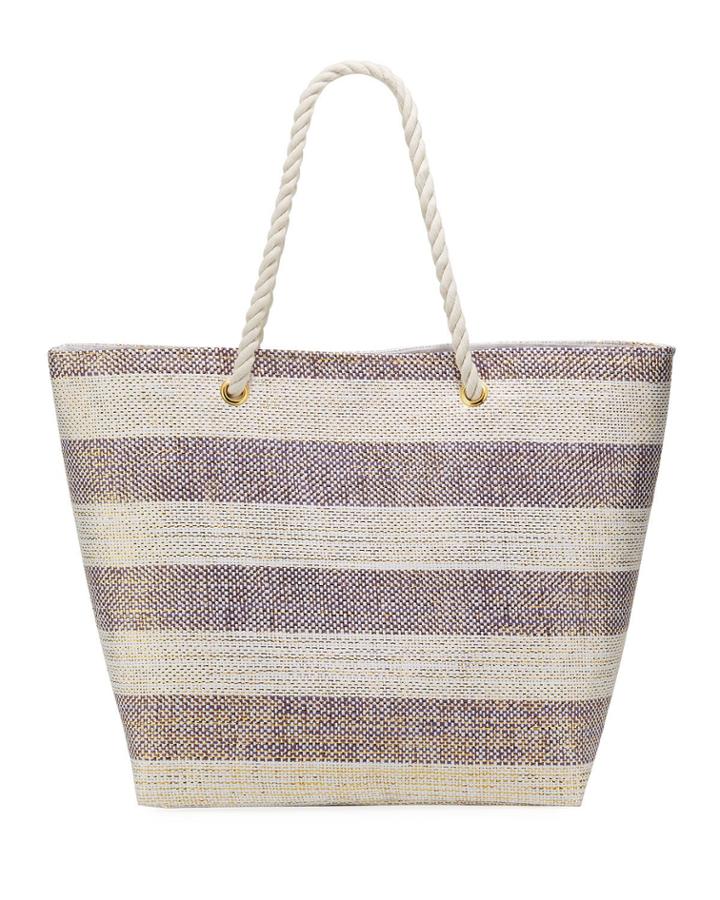 Striped Canvas Tote Bag, Blue