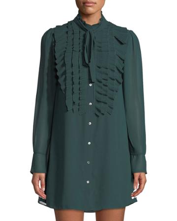 Near Death Ruffle Trim Dress W/ Tie