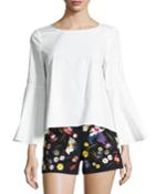 Shirley Flared-sleeve Top, White