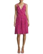 Bali Sleeveless Shalamar Trellis Silk Wrap Dress, Pink